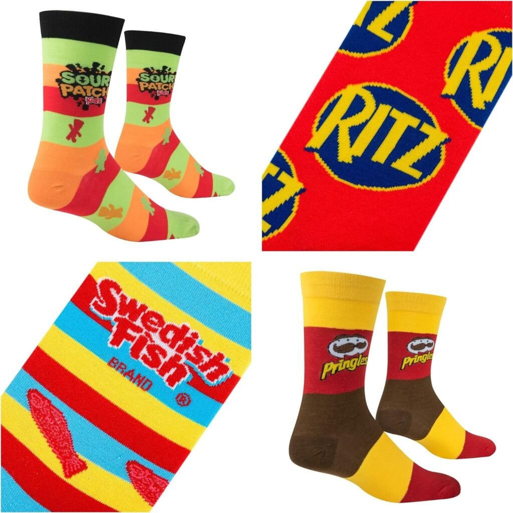 Crazy Socks, Snack  Junk Food Themes, Fun Silly Novelty Crew, Large, Fun 8 Pack