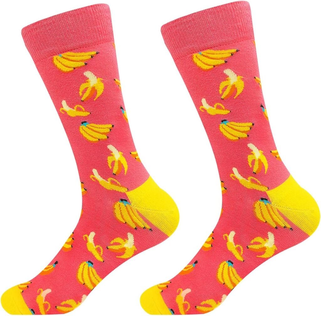 Fun Colorful Socks Patterned Funky Happy Crew Sock Combed Cotton Stockings Packs