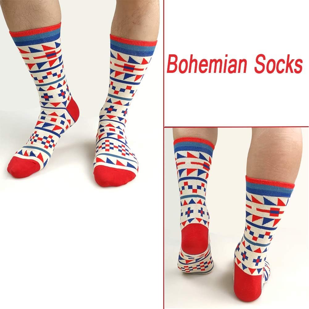 Fun Colorful Socks Patterned Funky Happy Crew Sock Combed Cotton Stockings Packs