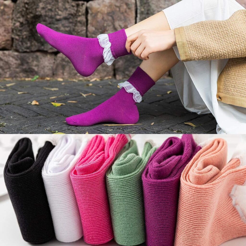 SEMOHOLLI Women Ankle Socks, Women Lace Ruffle Frilly Ankle Socks Fashion Ladies Girl Princess