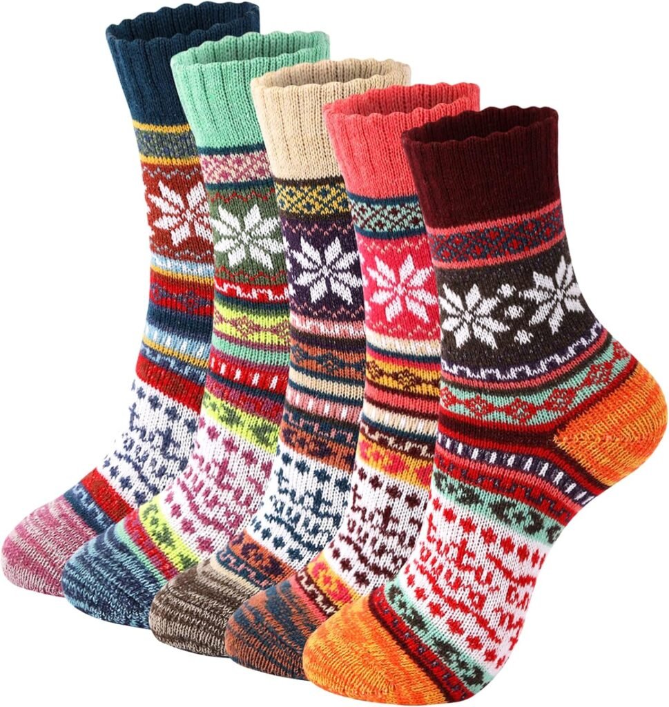 Trifabricy Wool Socks - Vintage Winter Warm Wool Socks for Women, Soft Cozy Socks, Thick Knit Boots Socks for Women/Men